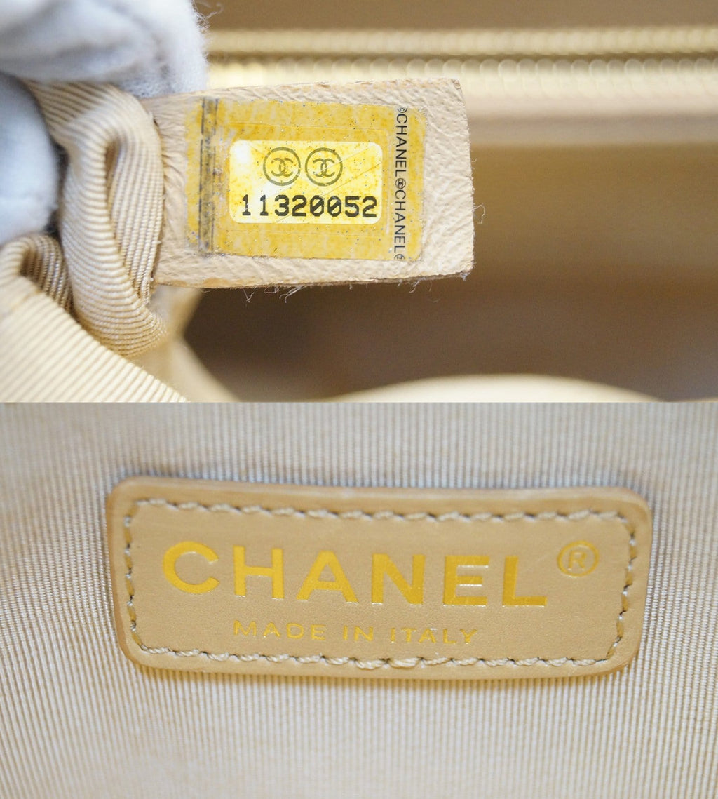 Chanel Beige Caviar Leather Leather Shopping Tote Bag