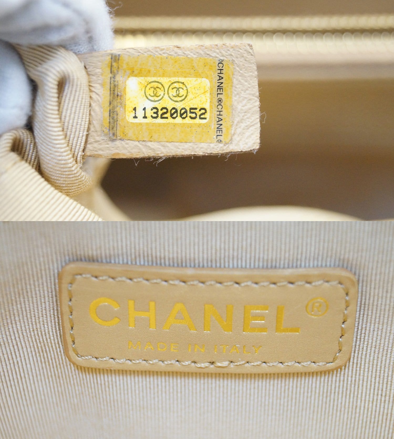 Chanel Beige Caviar Leather Leather Shopping Tote Bag