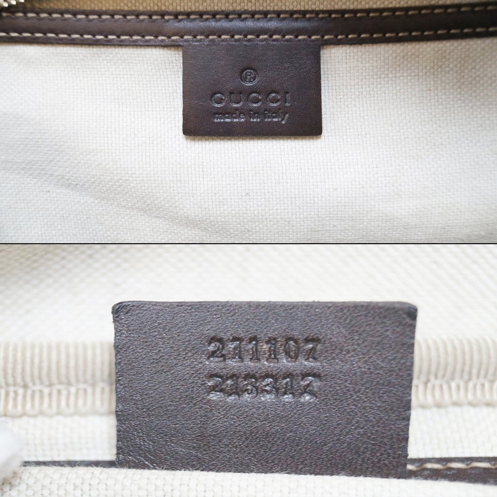 GUCCI Men's Beige/Ebony Gucci  Plus Coated Canvas Messenger Crossbody Bag 211107