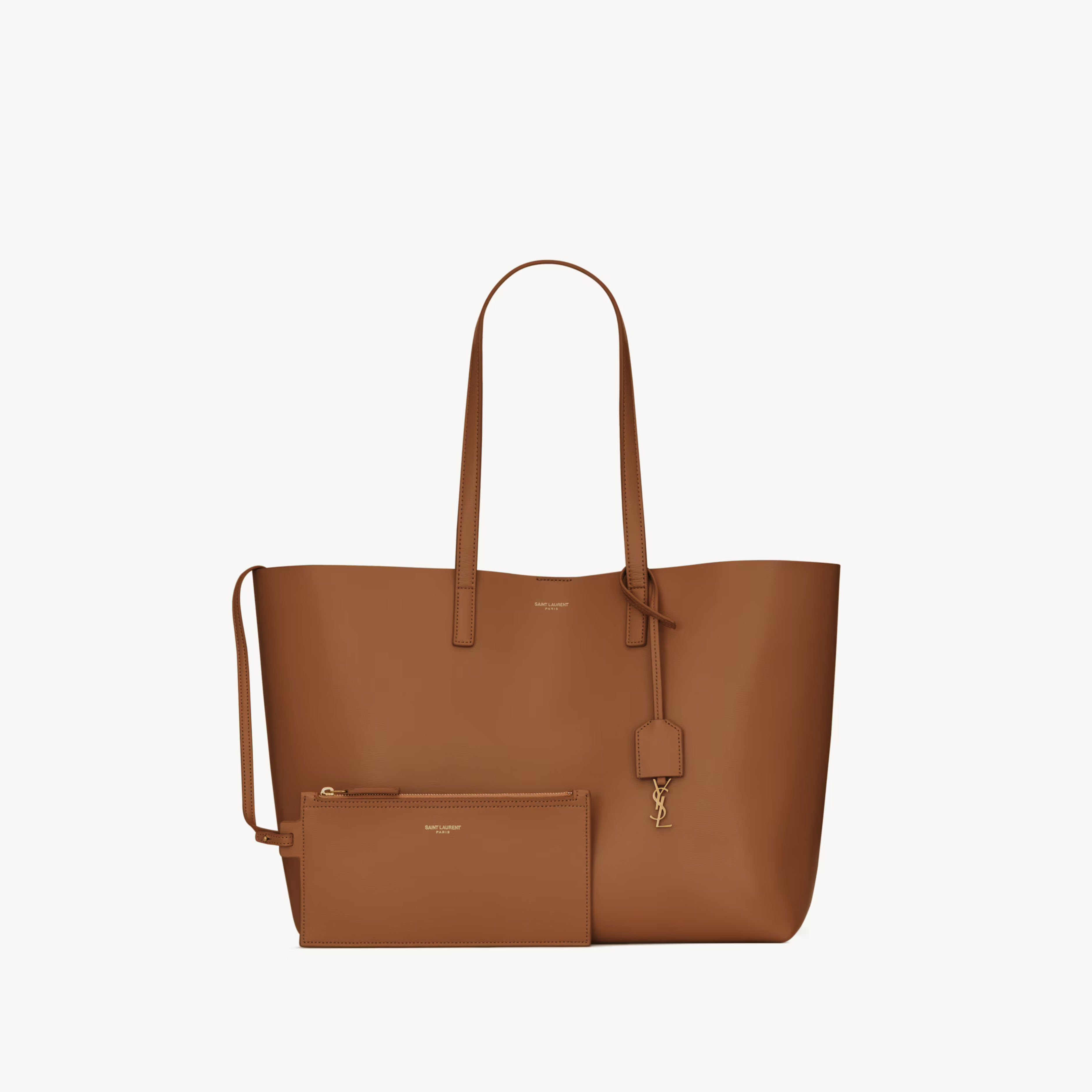 Saint Laurent Large East/West Tote Bag in Brick Leather – Cassandre Charm