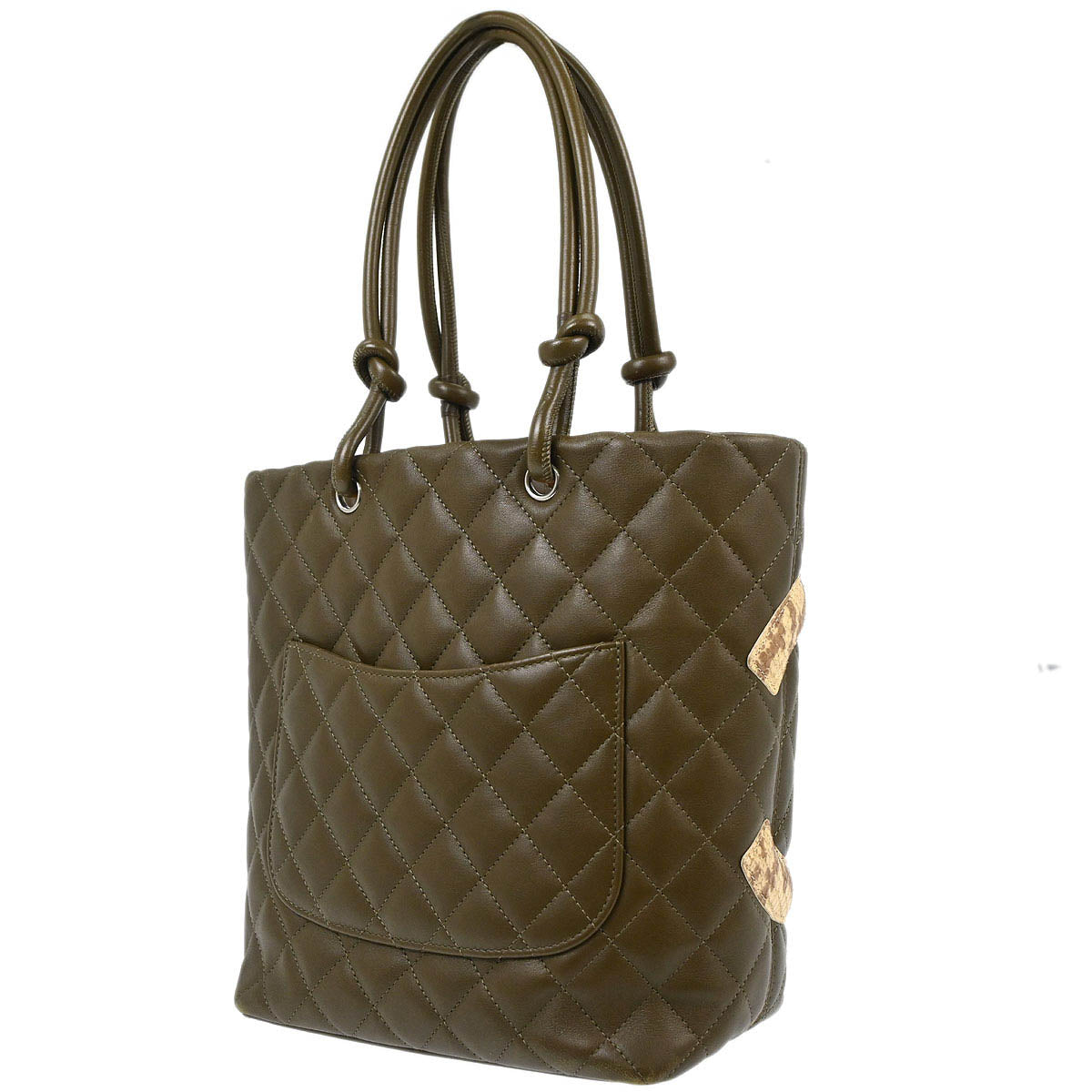 Chanel 2005-2006 Khaki Calfskin Cambon Ligne Tote Handbag