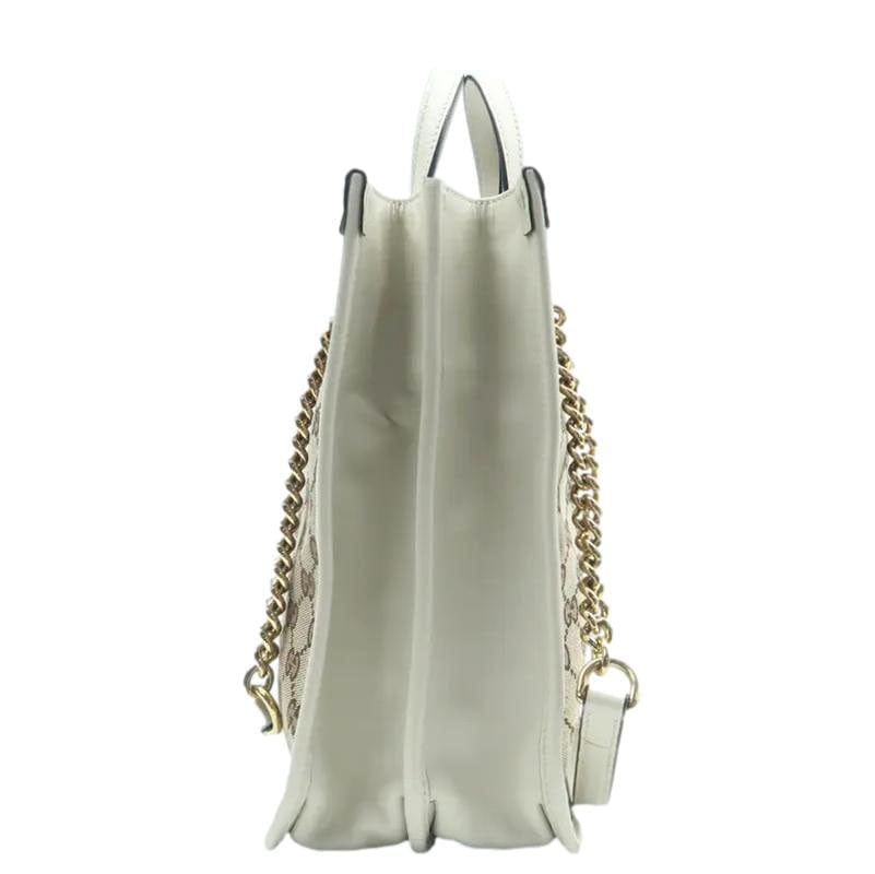 GUCCI Horsebit 1955 Gucci Supreme Canvas Tote Bag White 621144