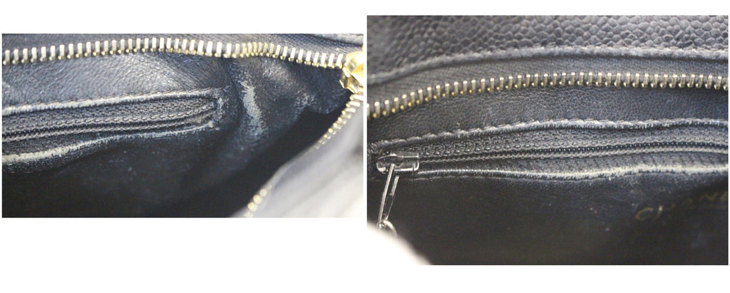Chanel Medallion Quilted Caviar Leather Leather Tote Bag Black