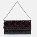 Dior Purple Cannage  Leather Lady Dior Wallet On Chain
