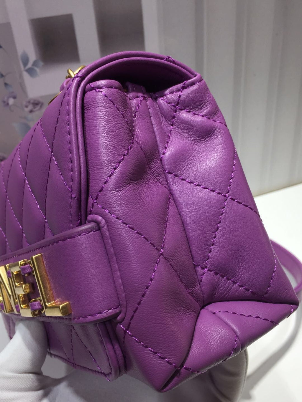 ChanelFront Logo Small GlamIap Bag Gold Hardware Purple For Women Handbags, Shoulder Bags 8.2in/21cm AS1490