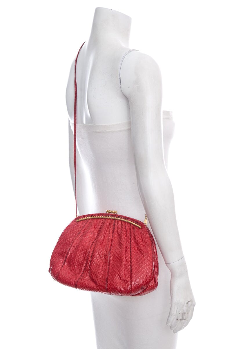 Judith Leiber Red Snake Clutch
