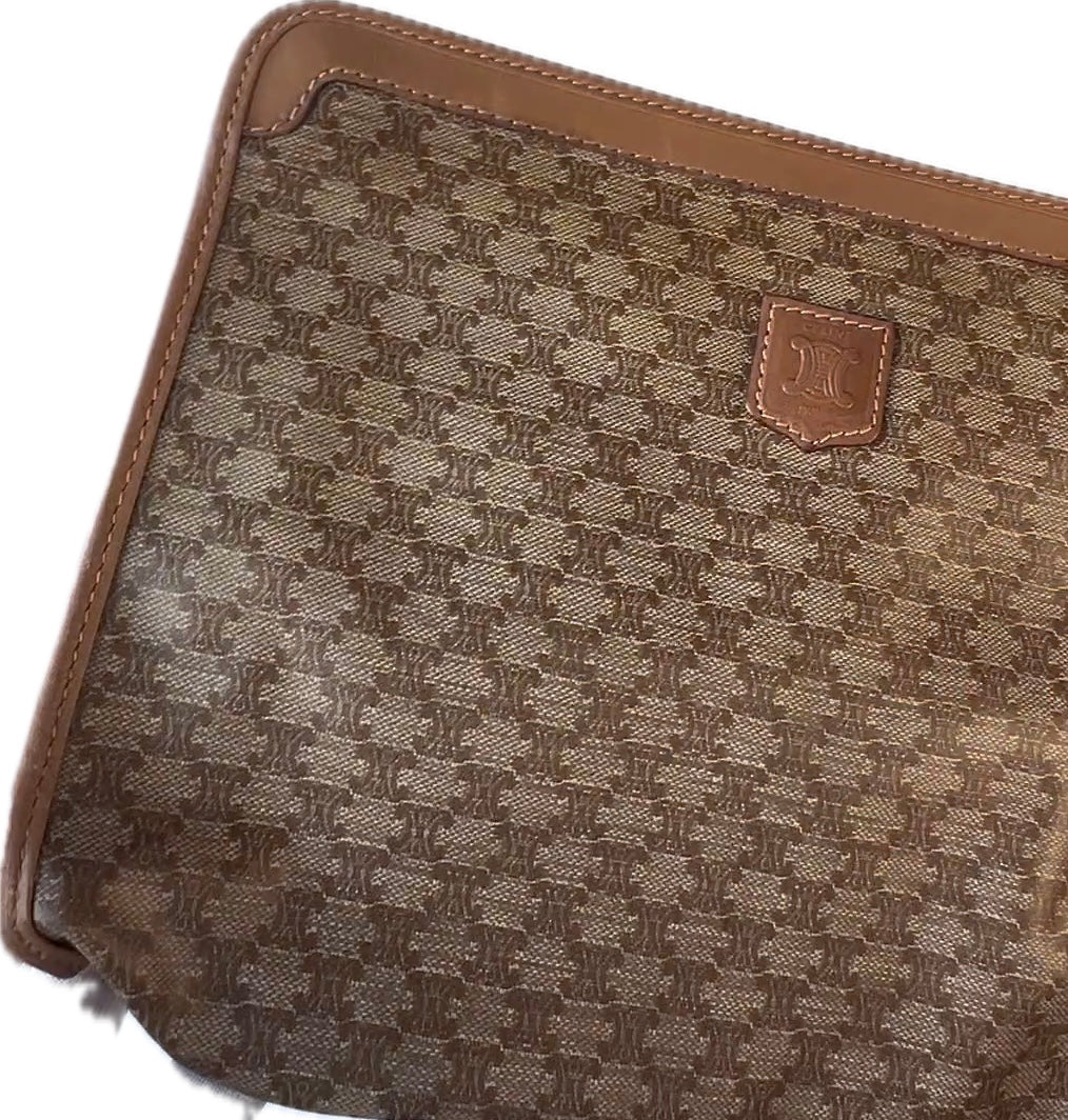 Celine Clutch Zipper Color: Gray/Tan | Size: Os | Laetitiahussain's Closet ce5804cc