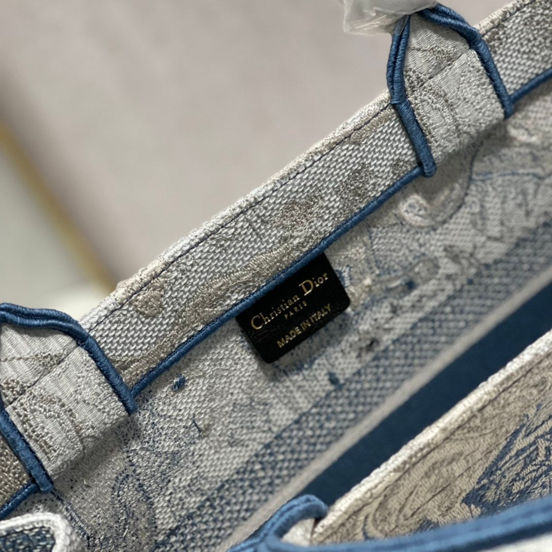 Dior MeDiorum Book Tote Blue Toile de Jouy Reverse Embroidery, Blue, For Women Women’s Handbags, Shoulder Bags, 36cm CD M1296ZRGO_M928