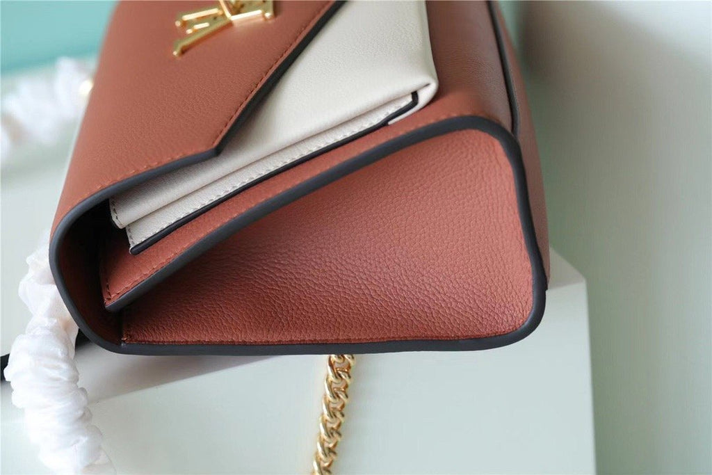 Louis Vuitton Mylockme Chain Bag Brown/ Quartz White For Women,  Shoulder and Crossbody Bags 8.9in/22.5cm Louis Vuitton