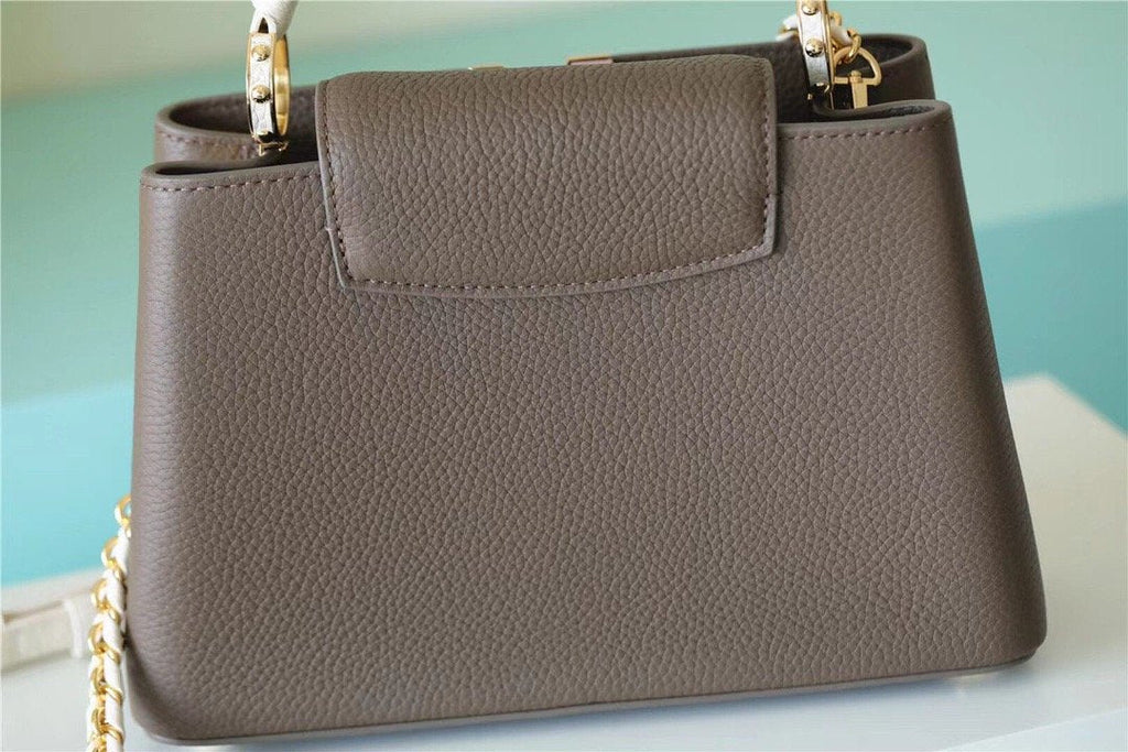 Louis Vuitton Capucines Taurillon Smokey Brown Green/ Creme/ Pink For Women,  Shoulder And Crossbody Bags 27cm/10.6in Louis Vuitton M59516