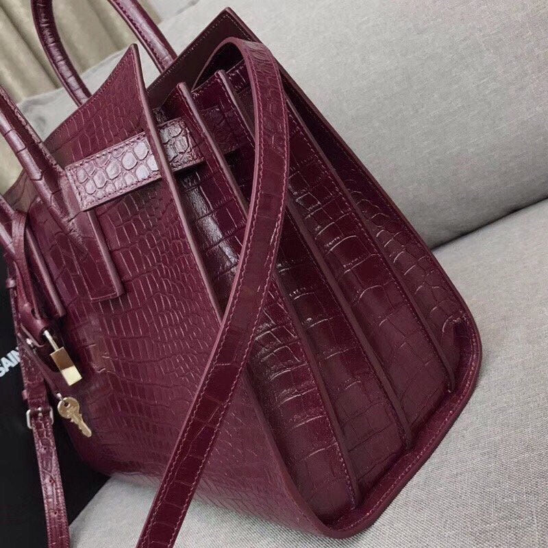 YSSL Sac De Jour Small In Embossed Crocodile Burgundy For Women 12.5in/32cm YSLÂ 