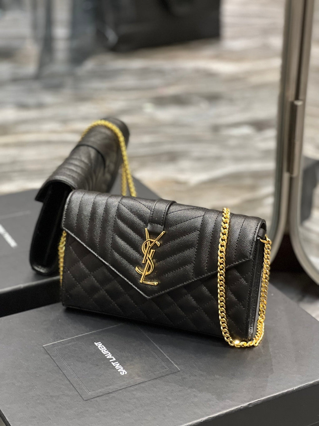Top Quality Envelope Small Chain Bag Black For Women, Women’s Bags 8.6in/22cm YSL