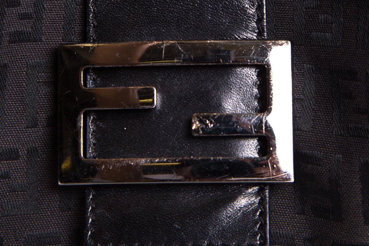 Fendi Black Fabric Zucca Print Shoulder Bag