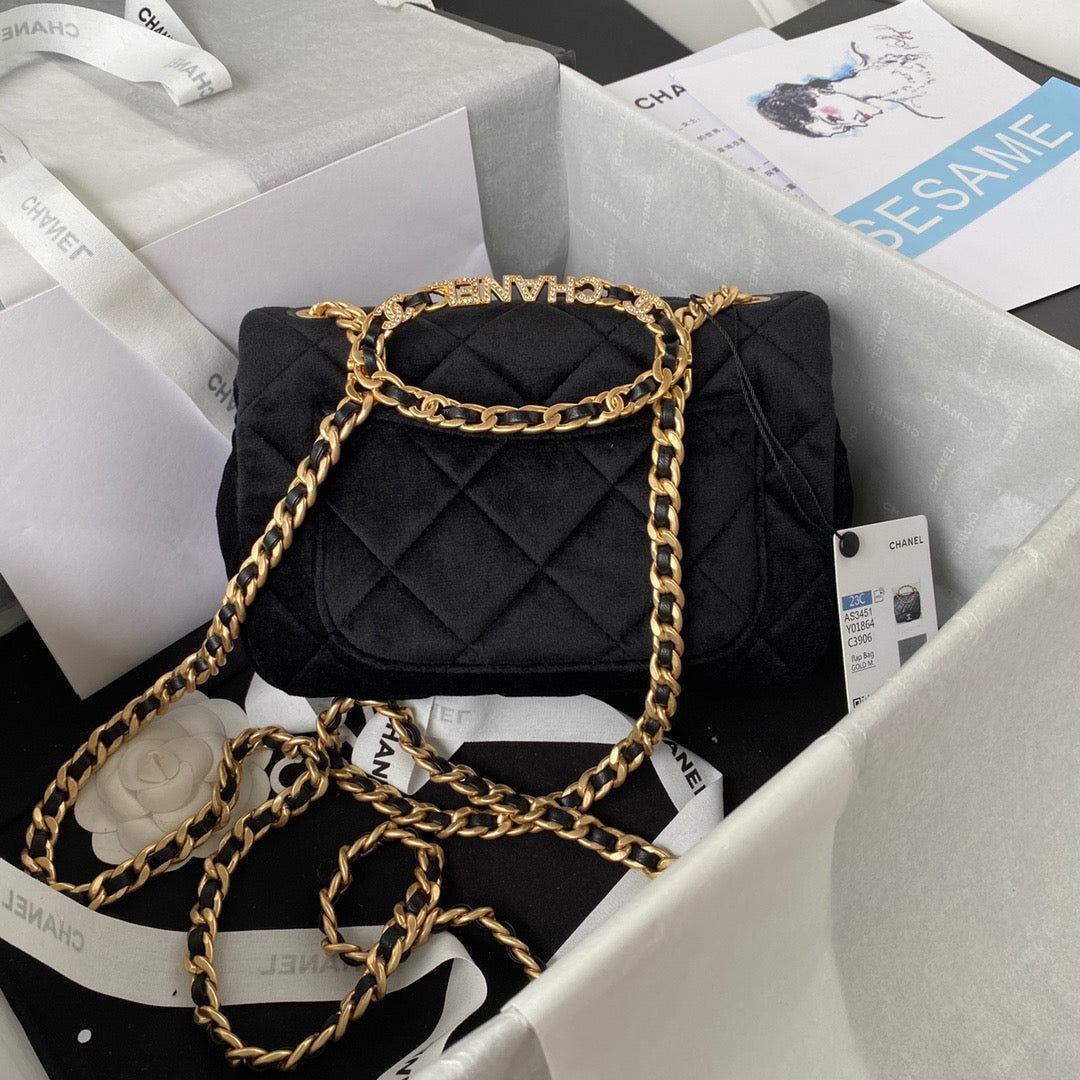 Chanel GlamIap Bag Gold Hardware Black For Women Handbags, Shoulder Bags 9.4in/24cm AS3451