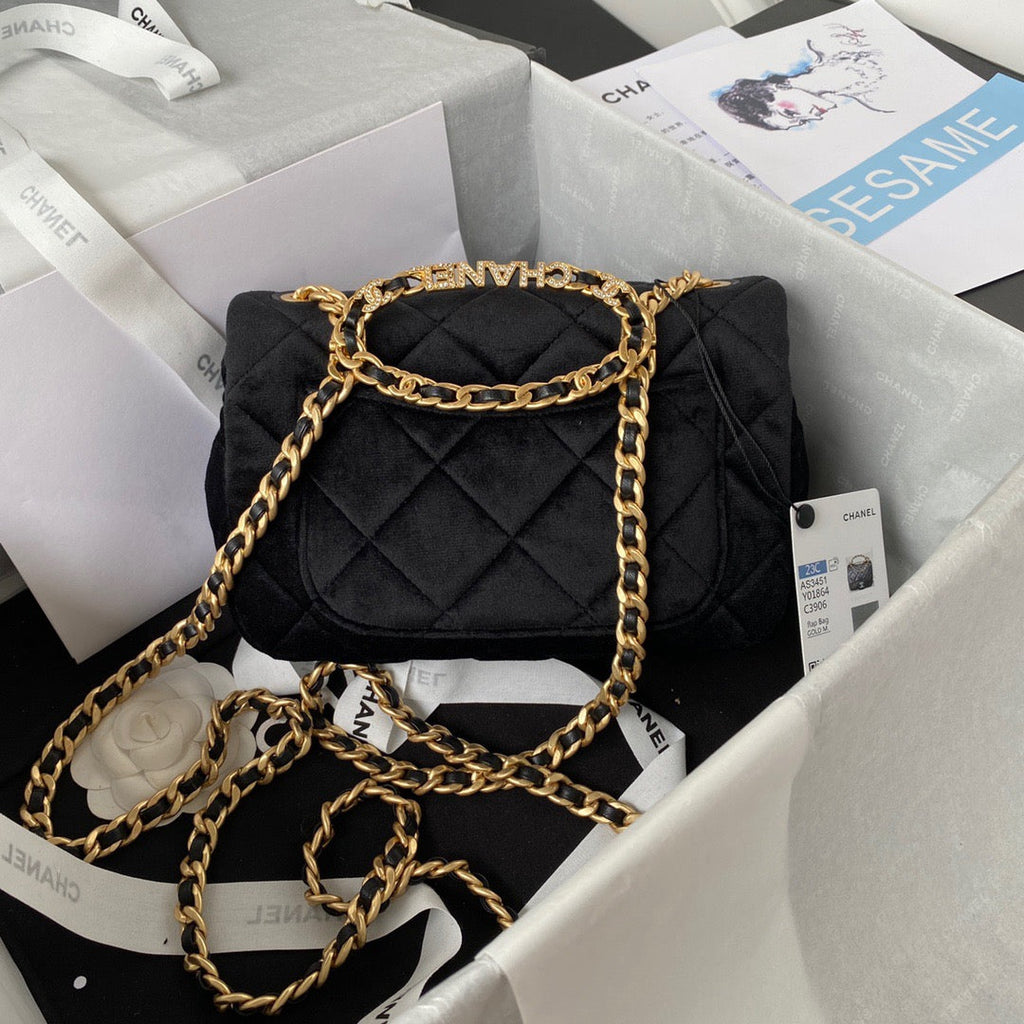 Chanel Flap Bag Gold Hardware Black For Women, Women’s Handbags, Shoulder Bags 9.4in/24cm AS3451