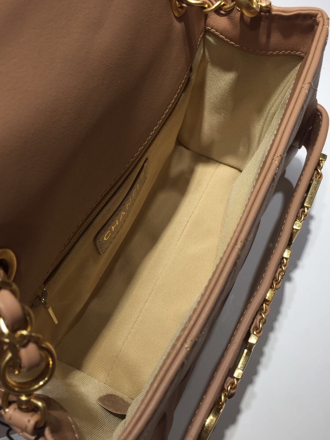ChanelFront Logo Small GlamIap Bag Gold Hardware Apricot For Women Handbags, Shoulder Bags 8.2in/21cm AS1490