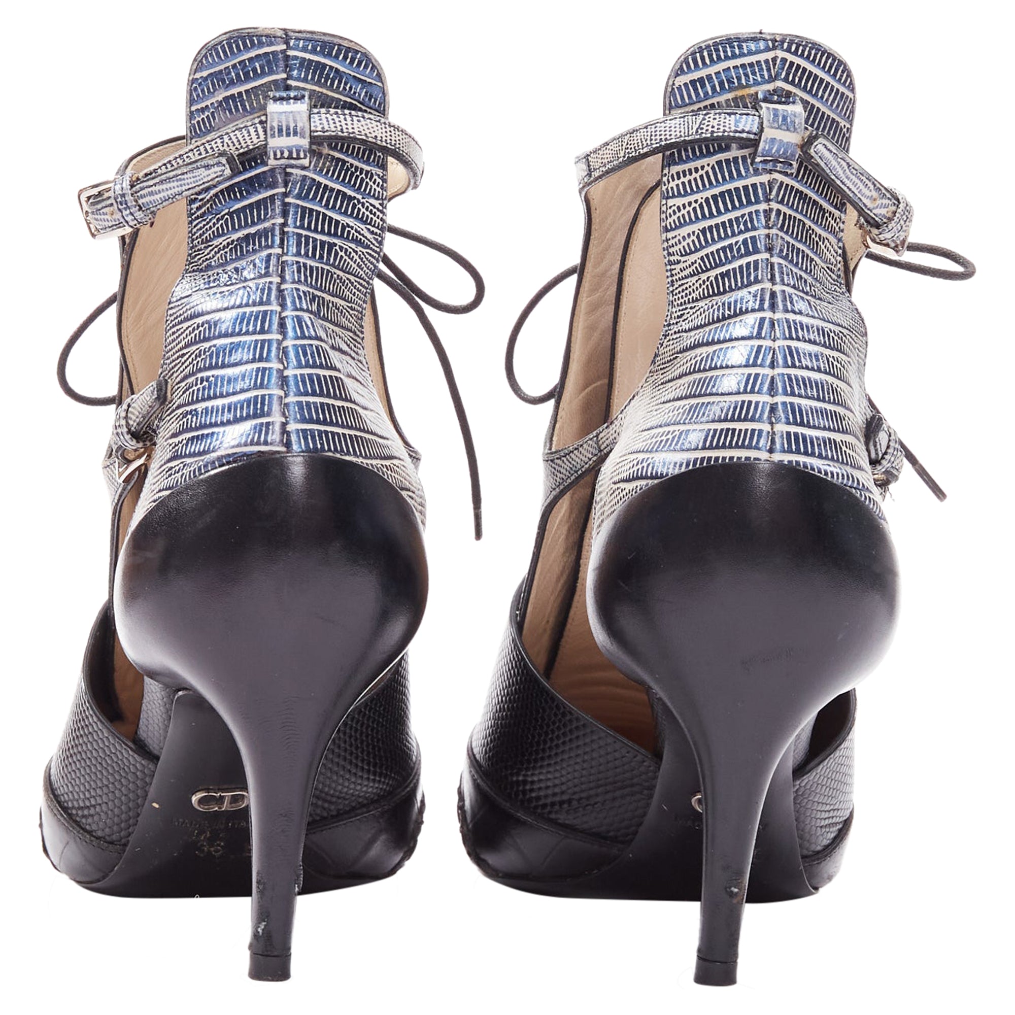 Dior Raf Simons Metallic Scale Embossed Cut Out Booties