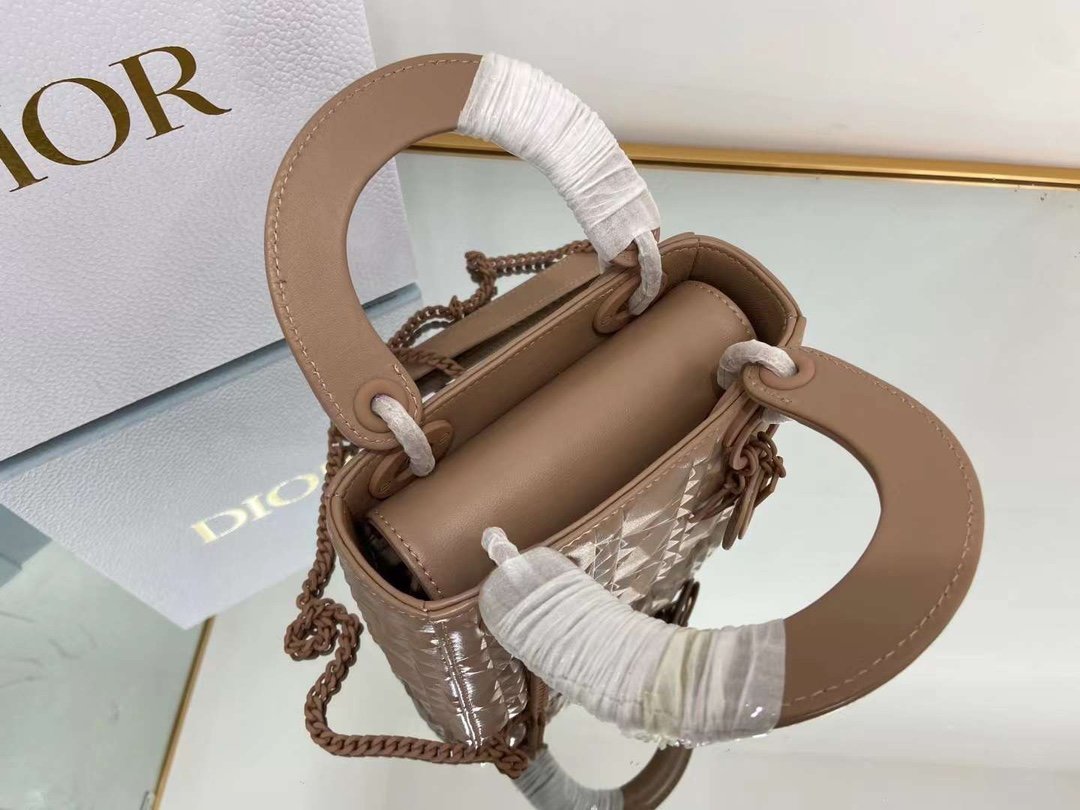 Dior Mini Lady Bag Cannage with Beaded Motif, Brown, For Women Women’s Handbags, Crossbody Bags, 18cm CD