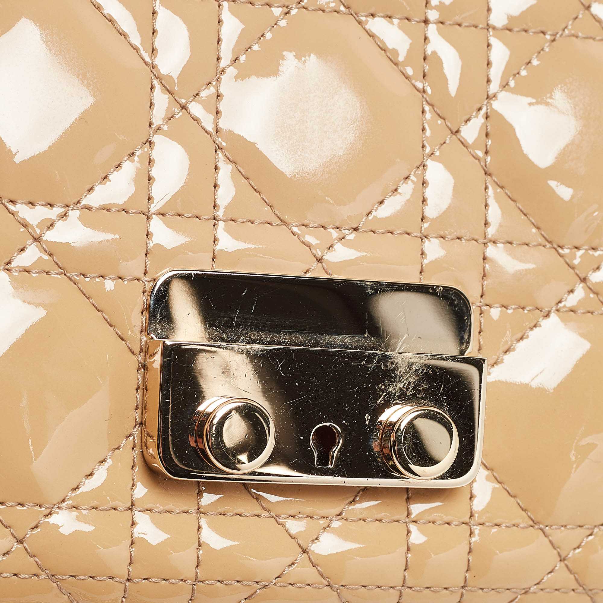 Dior Beige Cannage  Leather Miss Dior Promenade Chain Pouch