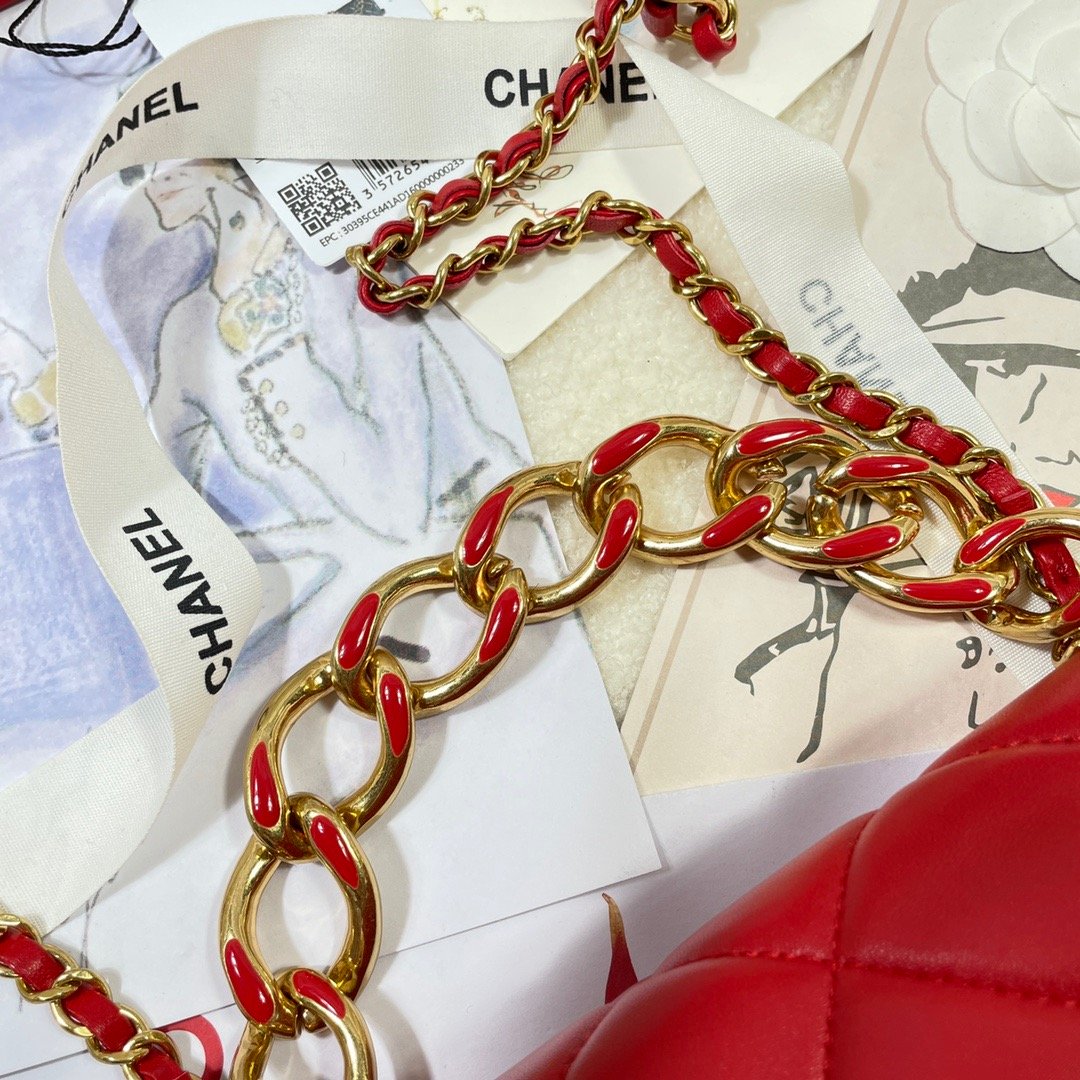 Chanel GlamIap Bag Gold Hardware Red For Women Handbags, Shoulder Bags 7.9in/20cm AS3366