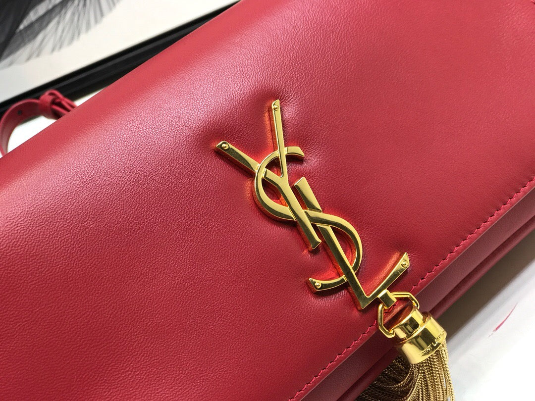 Saint Laurent Kate Tassel Small Shoulder Bag Red For Women 10.2in/26cm YSL 