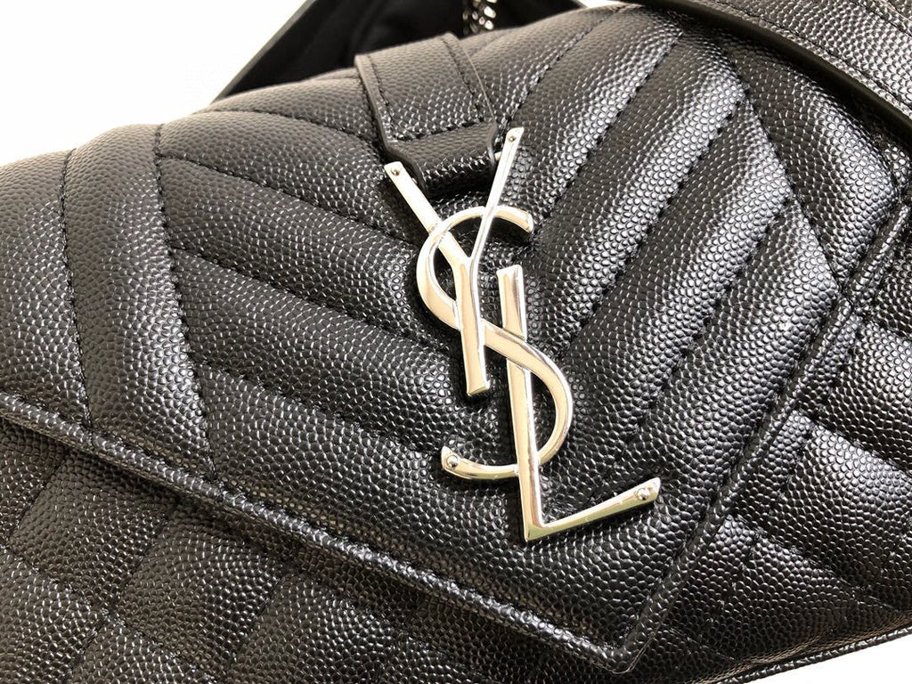 Top Quality Envelope Small Bag In Mix MatelassÃ© Grain De Poudre Black For Women 8.2in/21cm YSL 600195BOW921000