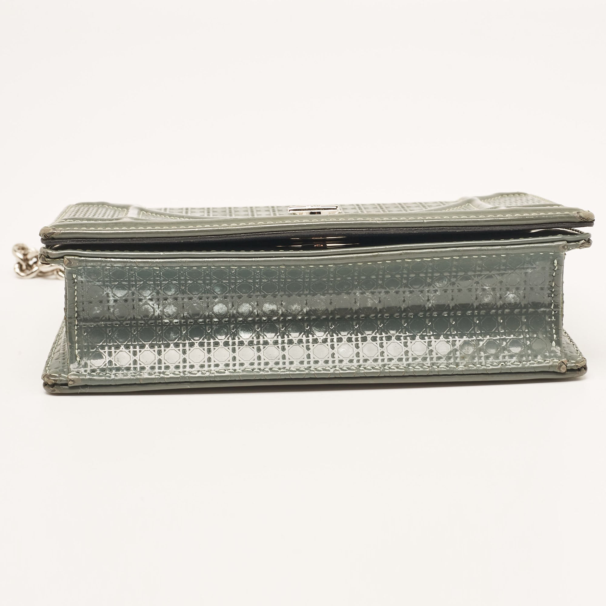 Dior Grey Micro Cannage  Leather Mini Diorama Shoulder Bag
