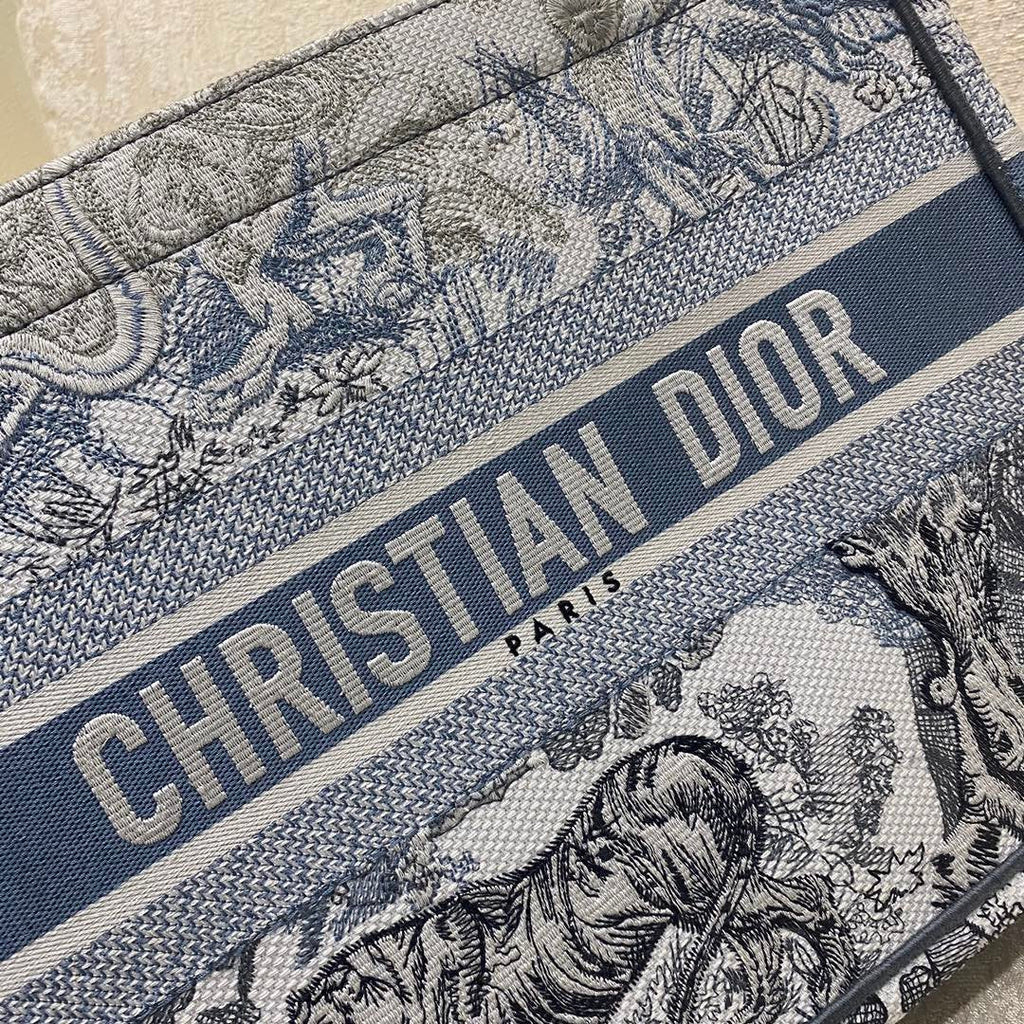 Dior MeDiorum Book Tote Blue Toile de Jouy Reverse Embroidery, Blue, For Women Women’s Handbags, Shoulder Bags, 36cm CD M1296ZRGO_M928