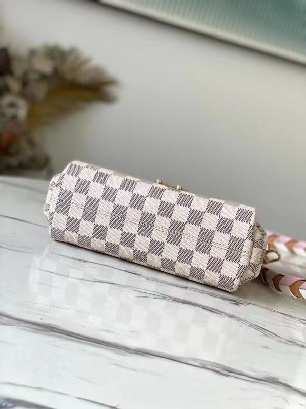 Louis Vuitton Croisette Damier Azur Canvas Pink For Women, WoHandbag, Shoulder And Crossbody Bags 9.8in/25cm Louis Vuitton N50053