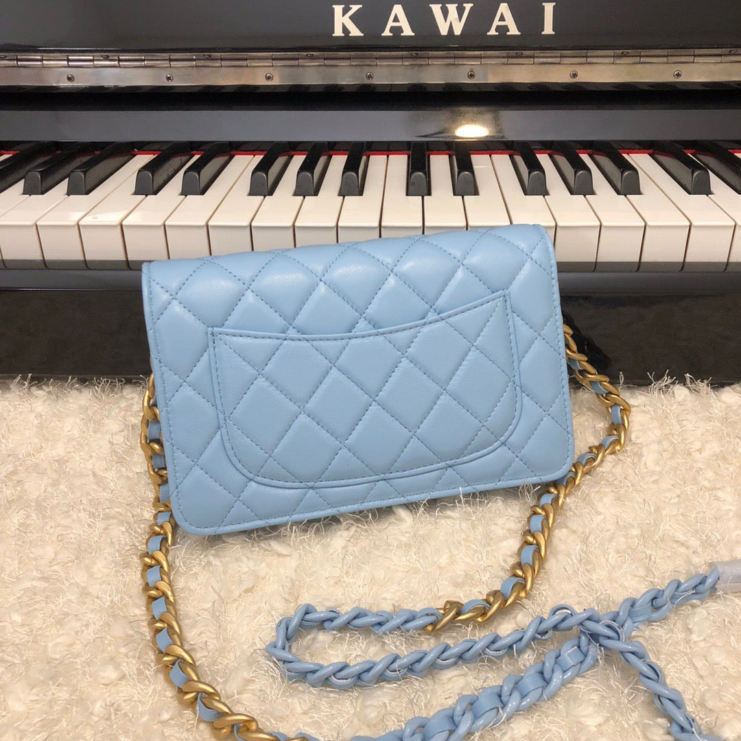 ChanelOriginal Small Classic GlamIap Bag Gold Hardware Blue For Women Handbags, Shoulder Bags 7.5in/19cm AP33814