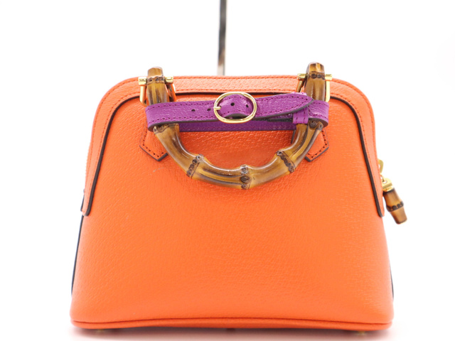 Gucci Diana Nm Bamboo Handle Tote Leather Orange Leather Handbag (Pre-Owned)