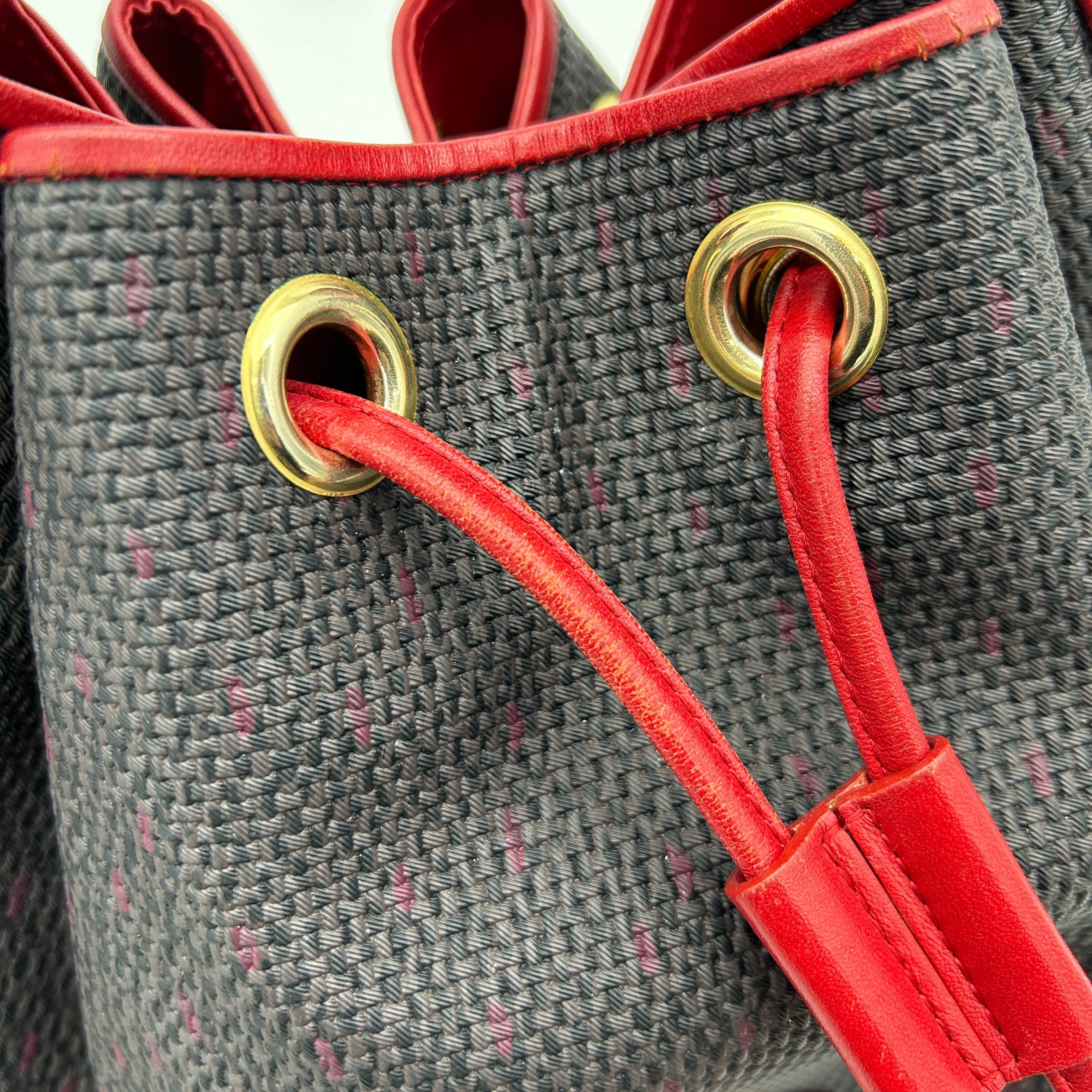 Yves Saint Laurent Red Canvas Leather Large Shoulder Bag