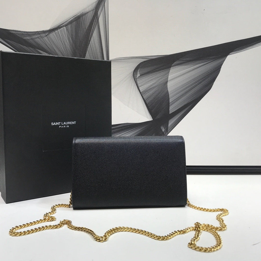 YSSL Uptown Chain Wallet Black For Women 7in/19cm YSL 6077881GF0J1000