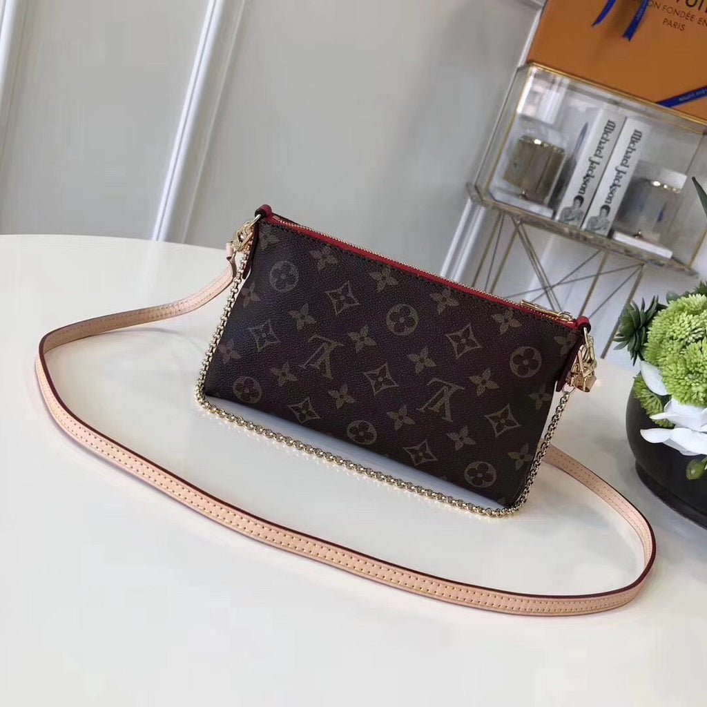 Louis Vuitton Pallas Clutch Monogram Canvas Burgundy For Women, WoHandbag, Shoulder And Crossbody Bags 8.3in/21cm Louis Vuitton M41639