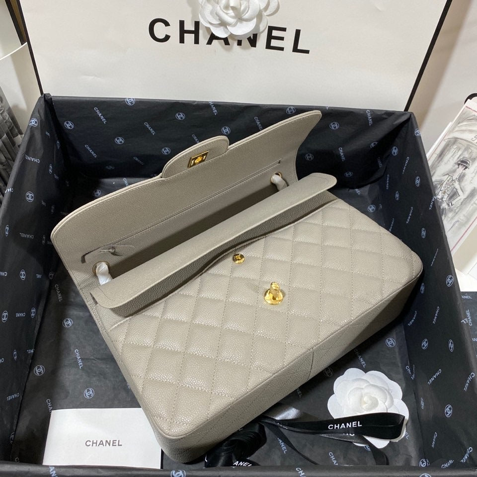 ChanelLarge Classic Handbag Gold Hardware Grey For Women Handbags, Shoulder Bags 11.8in/30cm