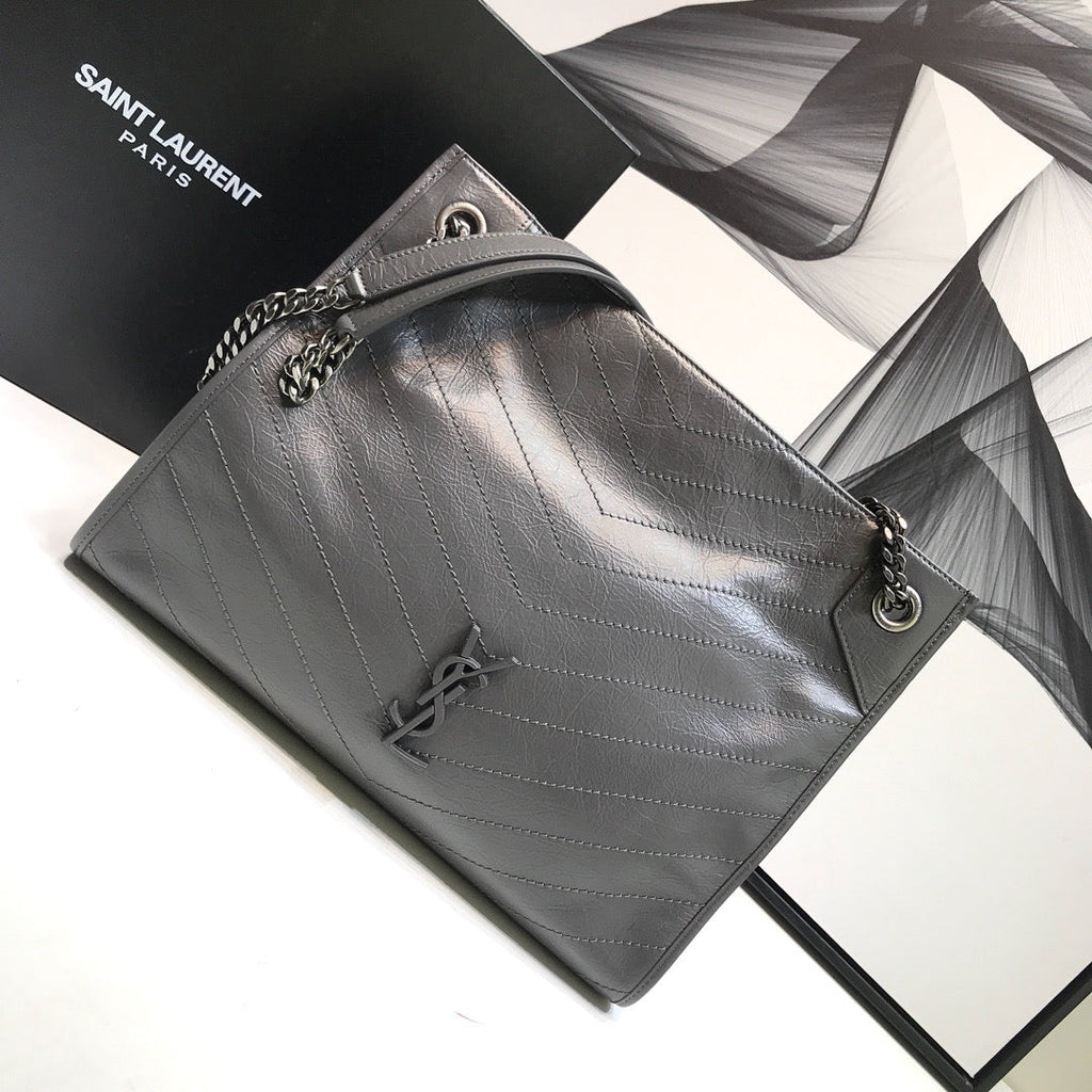 YSSL Niki Medium Shopping Bag Gray For Women 12in/32cm YSL 577999