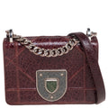 Burgundy Ceramic Effect Leather Diorama Club Shoulder Bag
