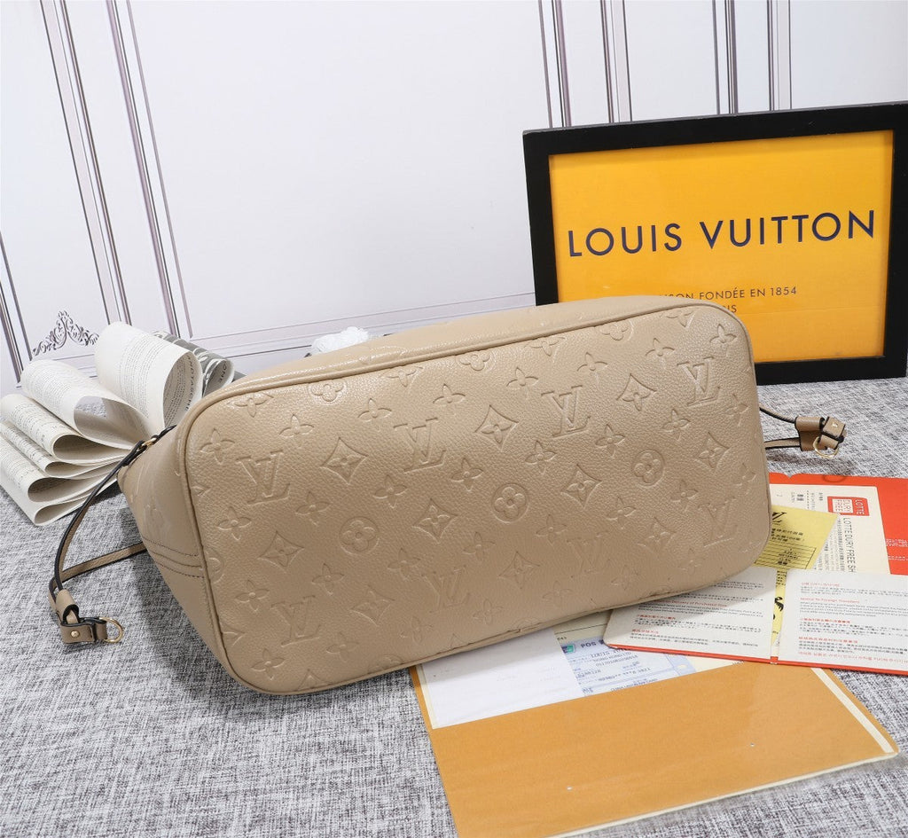 Louis Vuitton Neverfull MM Tote Bag Monogram Empreinte Tourterelle Gray For Women,  Shoulder Bags 12.2in/31cm Louis Vuitton M45686
