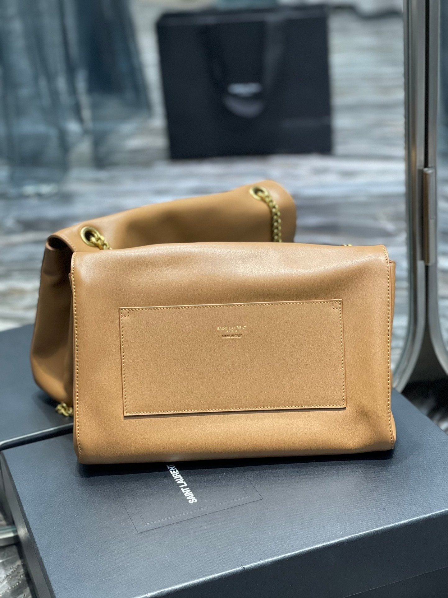 YSSL Kate Medium Reversible Chain Bag Brown In Suede With Gold Hardware For Women 11in/29cm YSL