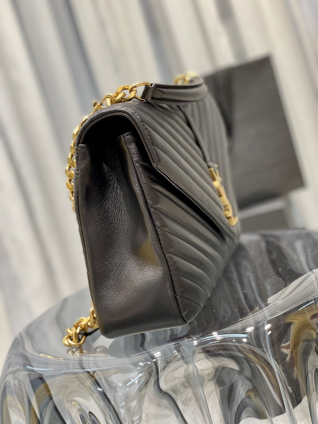 YSSL College Large Chain Bag Black With Gold Hardware For Women 12in/32cm YSL 600278BRM071000