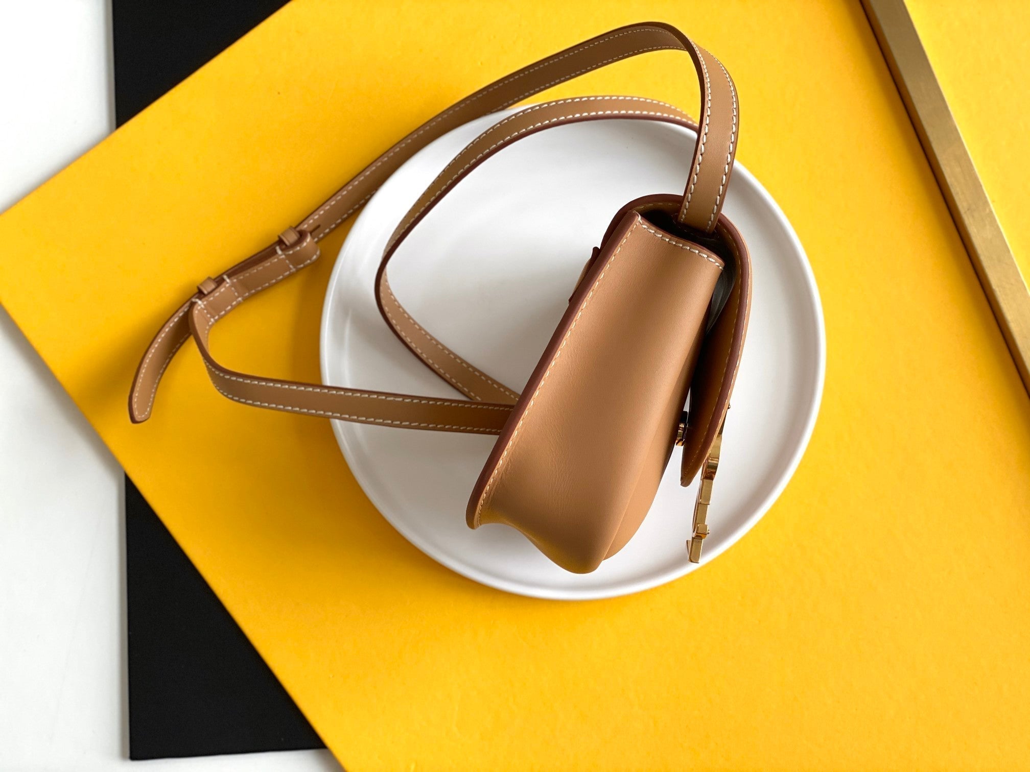 YSSL Kaia Small Satchel Bag With Gold Hardware Brown 7in/18cm For Women YSL