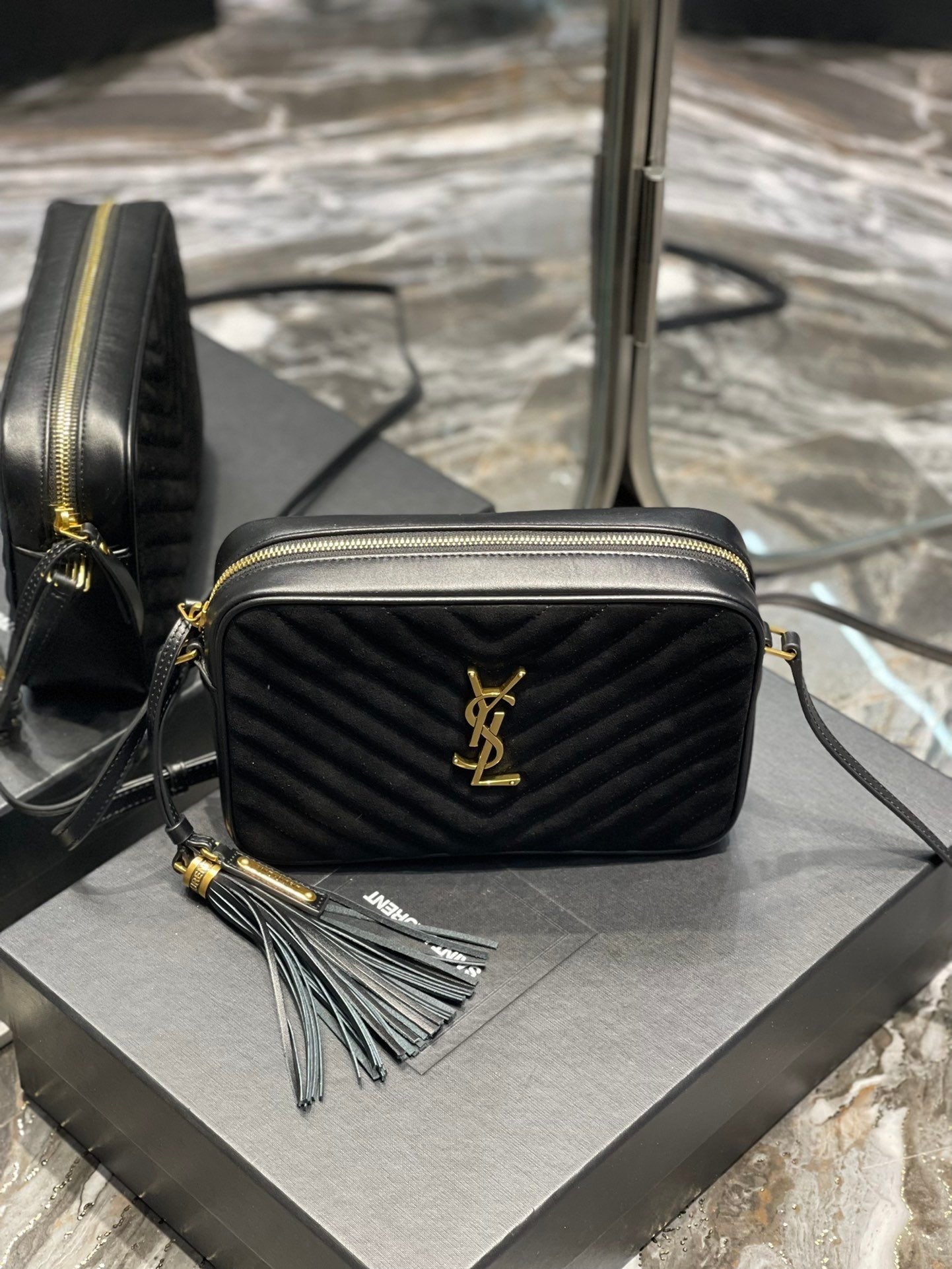 Top Quality Lou Camera Bag Black With Gold Hardware For Women 9in/23cm YSL 612544C4BW71000