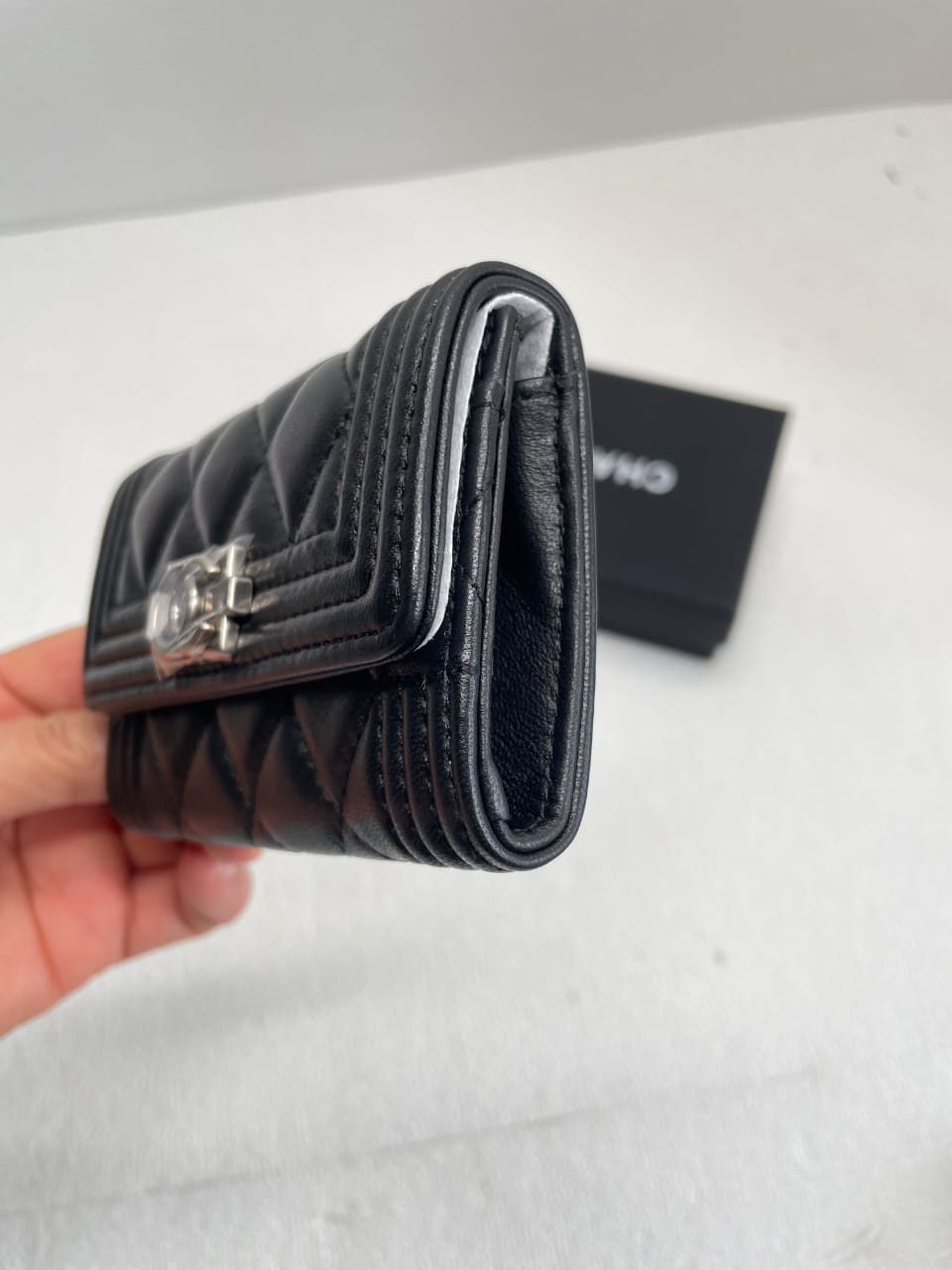 Chanel CHL BOY CLASSIC WALLET BLACK SILVER 84432