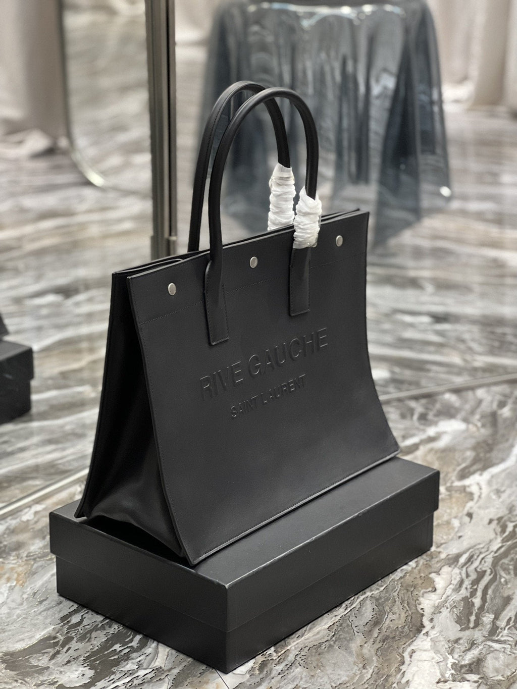YSSL Rive Gauche Small Tote Bag In Black Noir For Women 15in/39cm YSL 686266CWTFE1000