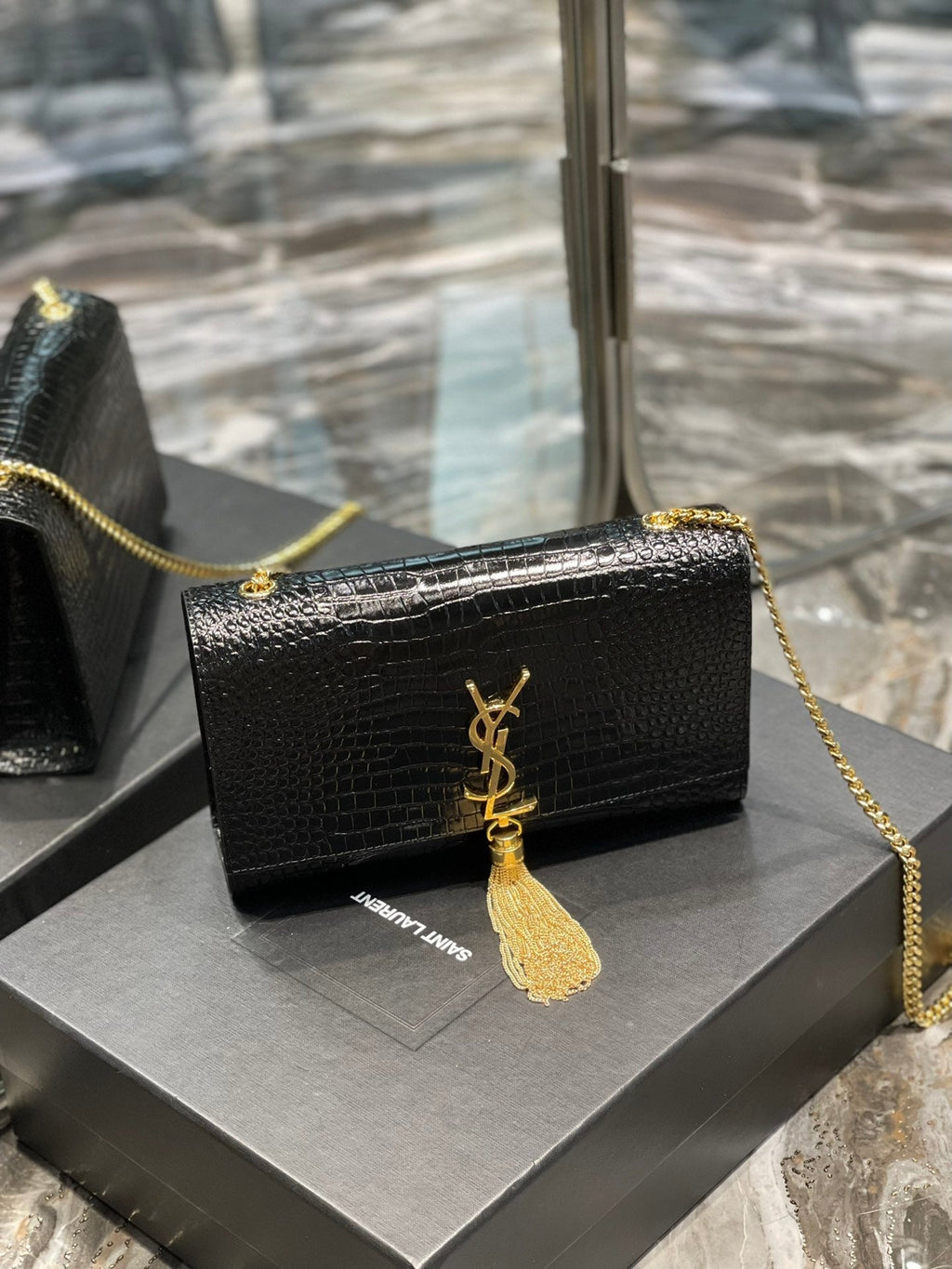 Top Quality Kata MeTop Qualityum Chain Bag Black With Tassel For Women 9.4in/24cm YSL 354119DND0J1000