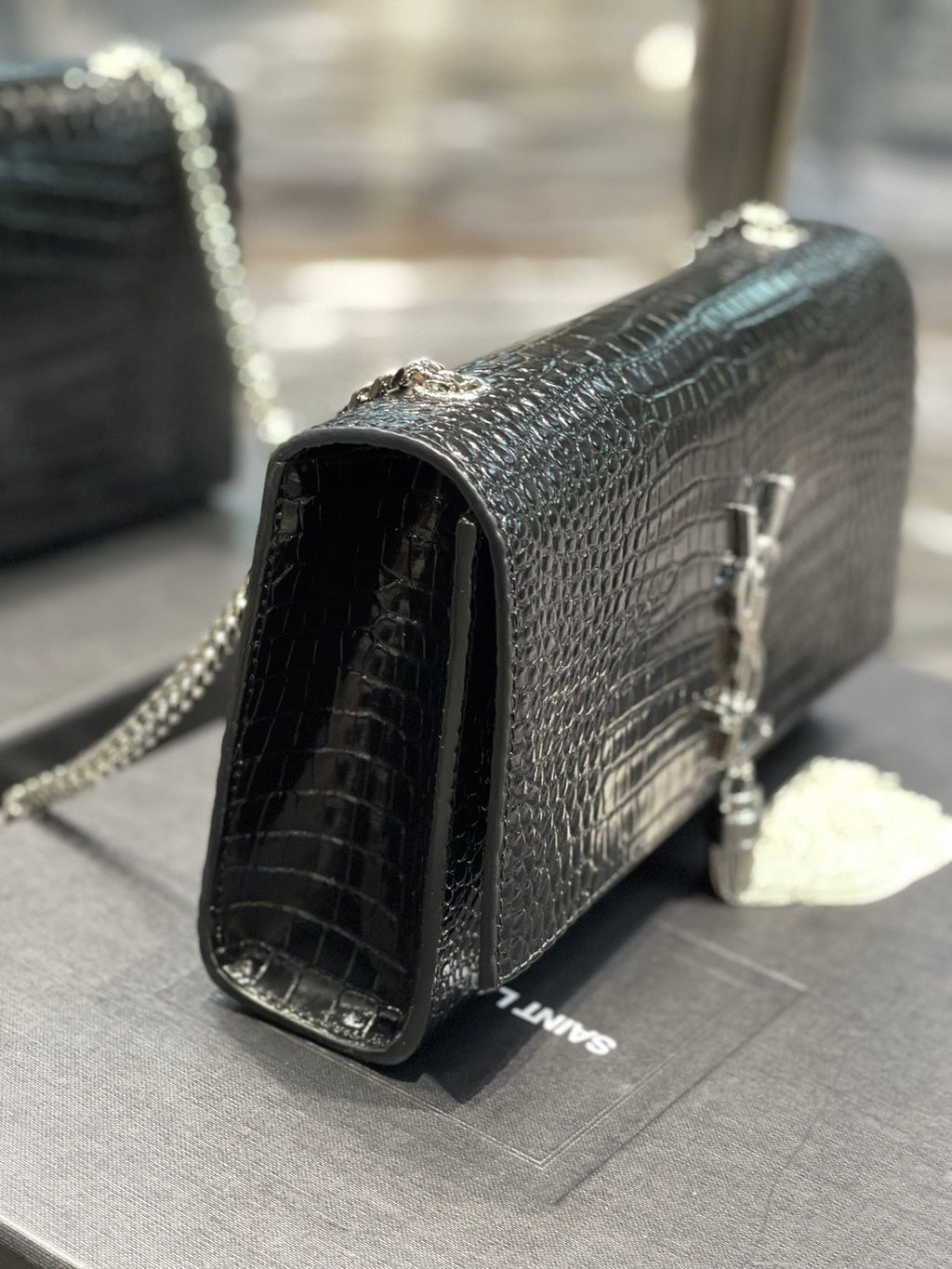 YSSL Kata Medium Chain Bag Black With Tassel For Women 9in/24cm YSL 354119DND0N1000