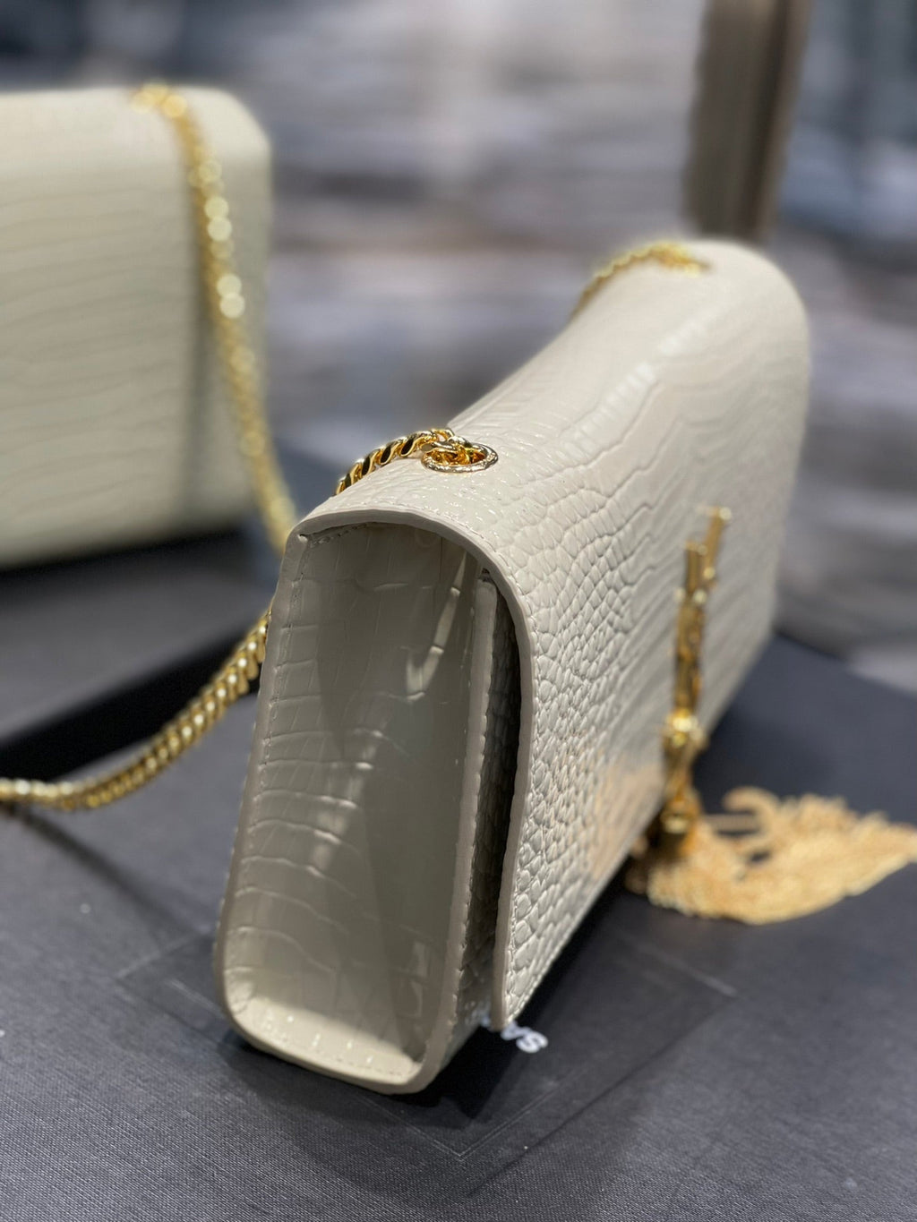 Top Quality Kata MeTop Qualityum Chain Bag White  With Tassel For Women 9.4in/24cm YSL 354119DND0J9207