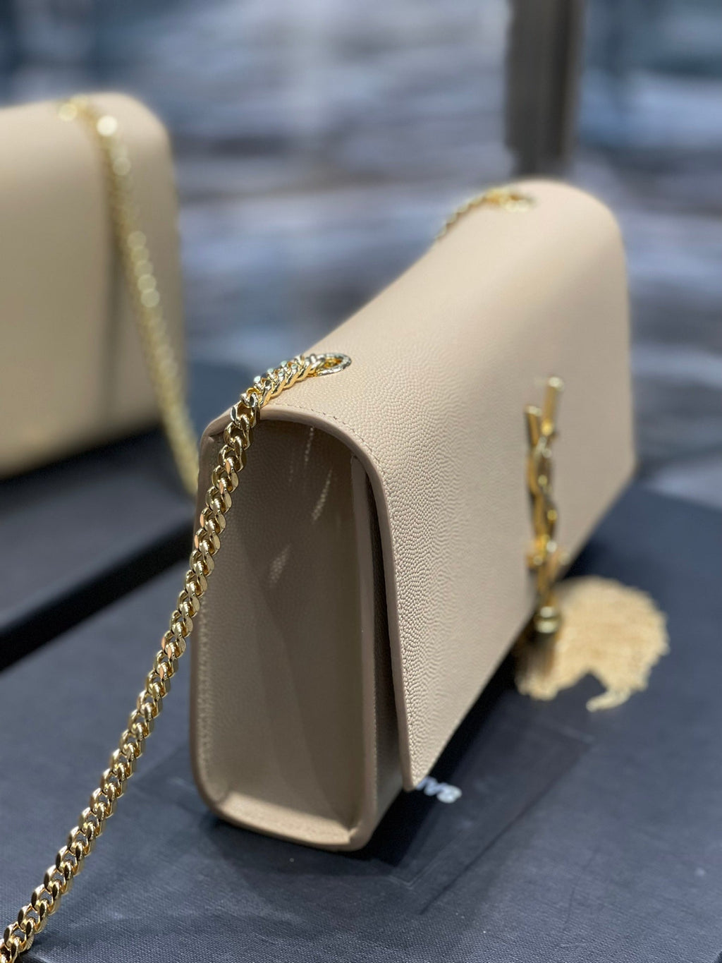Top Quality Kata MeTop Qualityum Chain Bag Beige With Tassel For Women 9.4in/24cm YSL