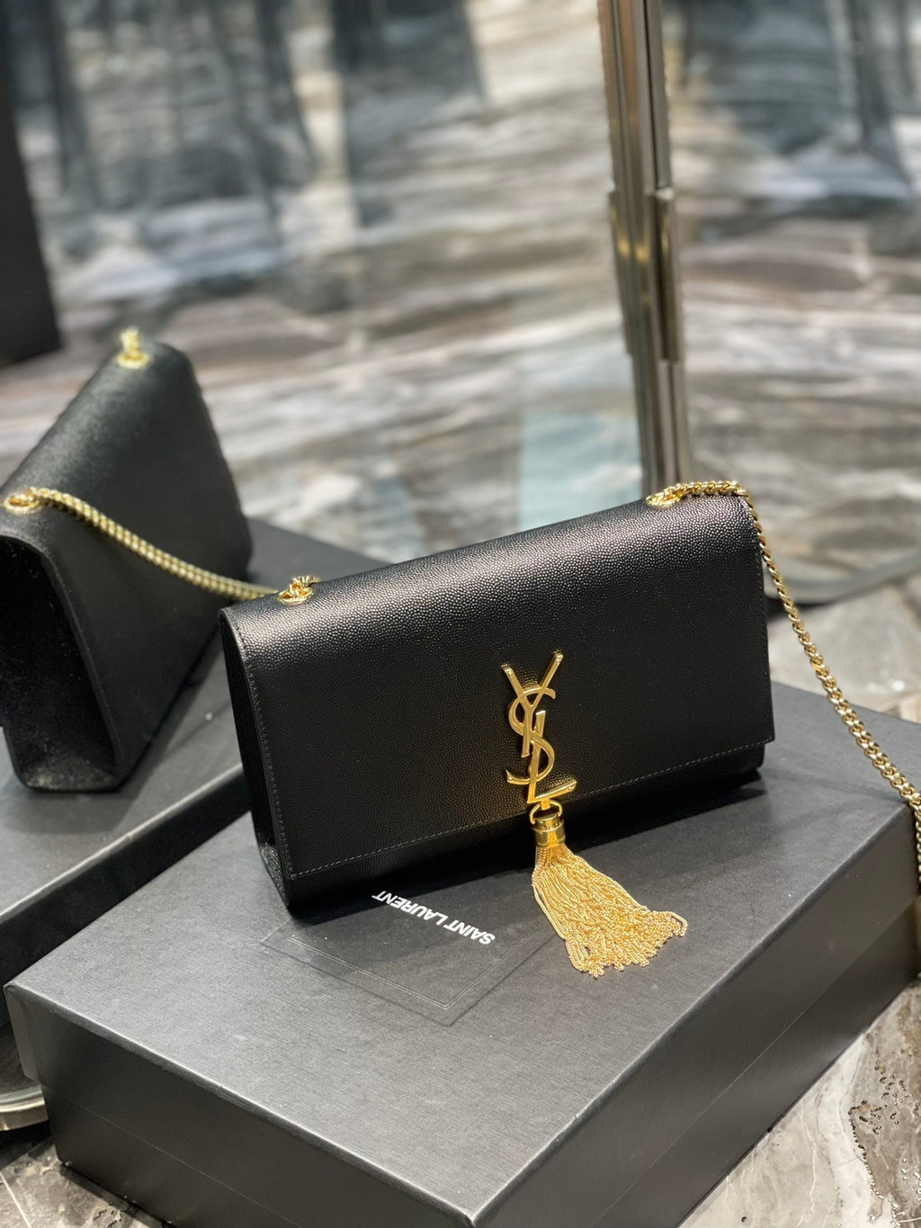 Top Quality Kata MeTop Qualityum Chain Bag Black With Tassel For Women 9.4in/24cm YSL 354119BOW0J1000
