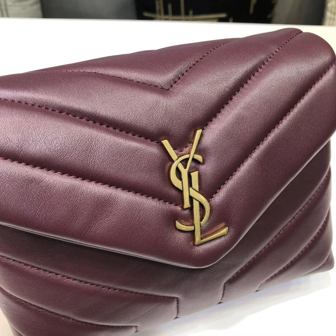 Saint Laurent Loulou Mini Shoulder Bag Burgundy For Women 7in/18cm YSL